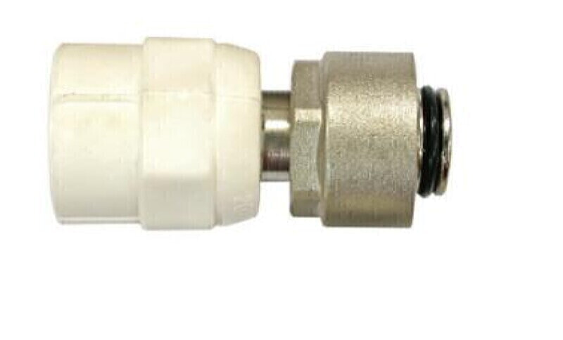 Valtec VTp.708E Соединитель PPR с накид.гайкой 20х3/4" евроконус  белый