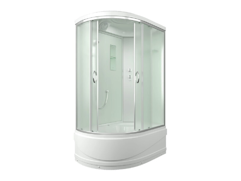 ERLIT ER 3512TPR-C3-RUS  Душевая кабина 120*80*215 правая, матовое стекло, стеклянная задняя стенка, высокий поддон RUS, хром.профиль