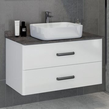 COMFORTY Тумба Амстердам 95 белая с черной матовой столешницей и раковиной COMFORTY T-Y9378