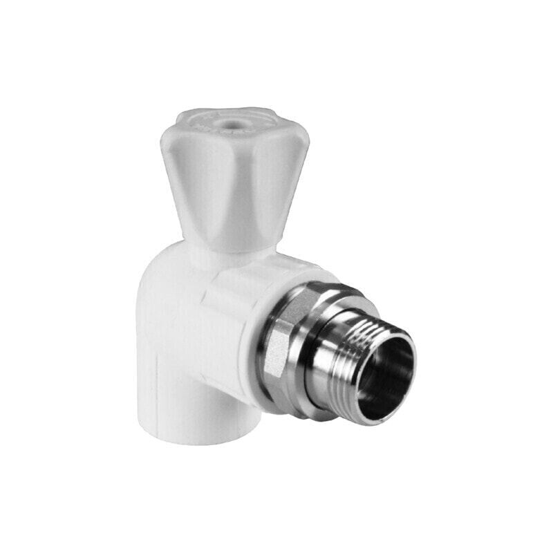 ValFex Кран шаровой для радиатора угловой 20х1/2" ( уп 60/10 шт.) БЕЛЫЙ