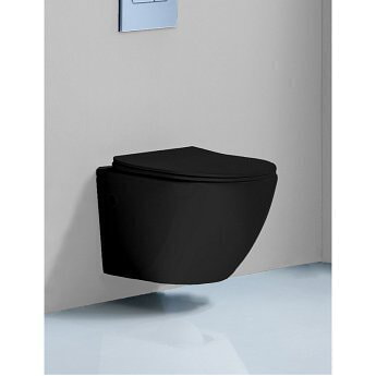 GROSSMAN Унитаз GR-4411BS (560*360*350) ЧЕРНЫЙ подвесной БЕЗОБОДКОВЫЙ  с тонкой крышкой