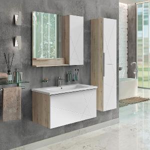 COMFORTY Мерано 35 Comforty Шкаф-колонна белый/дуб дымчатый 