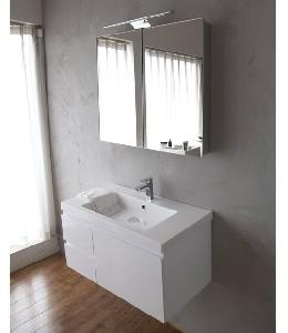 BelBagno LUCE 80 комплект мебели (BB800VAC База под раковину подвесная с тремя выкатными ящиками и одним выдвижным ящиком, с доводчиками, 800x460x450+BB1000AB Раковина из искусственного мрамора, 1000x460+BB800ILS Зеркальный шкаф с LED (светодиодным) светильн