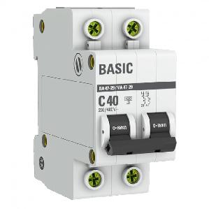 EKF Автоматический выключатель 2P 40А (C) 4,5кА ВА 47-29 Basic