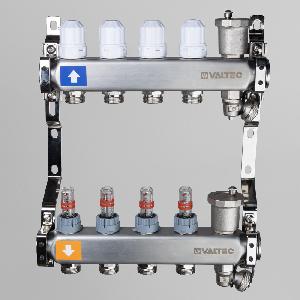 Valtec Коллекторный блок VTc.579.EMNX.0612 нержавеющая сталь  с регулировочными клапанами и расхододмерами, 1"х12 вых