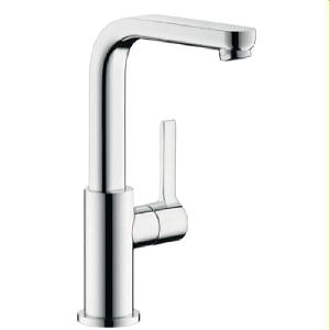 Hansgrohe 31161000 METRIS S смеситель для умывальника, поворотный излив 120 градусов, гибкая подводка 3/8", донный клапан 1 1/4"