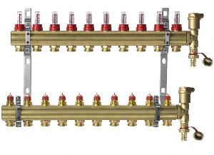 Danfoss 088U0730 Комплект коллекторов FHF-10F set с расходомерами, кронштейнами и воздухоотводчиками, 10 контуров