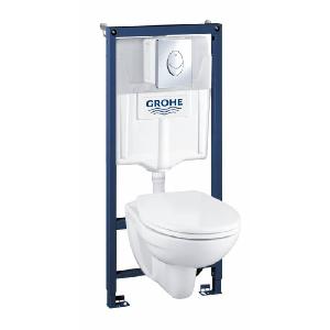 GROHE 39192000 Solido Perfect 5в1 Инстал. + унитаз, клавиша Skate Air (овал.хром), стульчак микролифт     