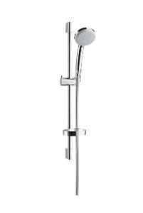 Hansgrohe CROMA 100 27772000 Душевой гарнитур 0,65 м, диаметр лейки 100мм,  4 типа струи: Rain, обычная, массажная, Shampoo, промывной фильтр, шланг Isiflex 1,6 м 1/2" упорный подшипник, мыльница