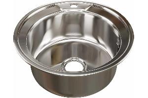 MIXLINE Мойка кухонная d 49 (0,8) вып 3 1/2 глубина чаши 18см с сифоном